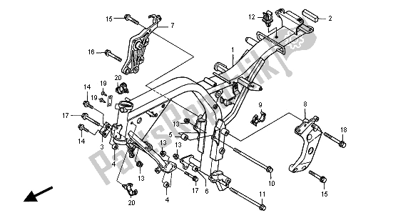 All parts for the Frame Body of the Honda CB 600F Hornet 2001