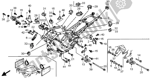 All parts for the Frame Body of the Honda ST 1100A 1997