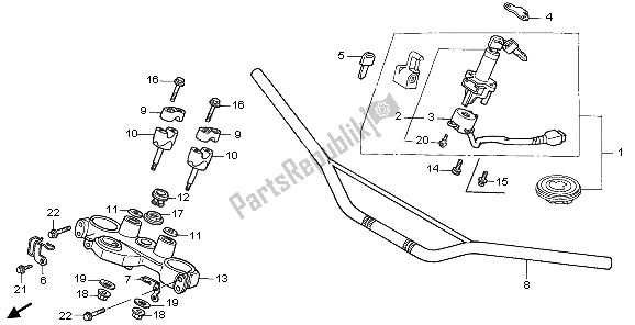 All parts for the Handle Pipe & Top Bridge of the Honda NX 650 1997