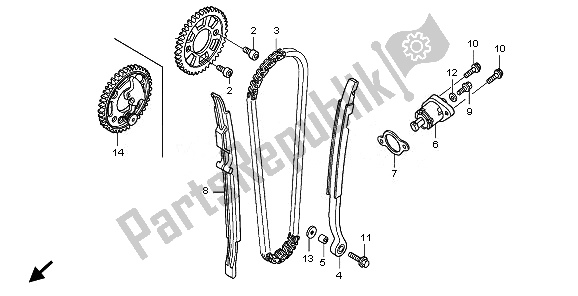 Alle onderdelen voor de Nokkenketting & Spanner van de Honda CRF 450X 2011