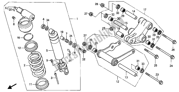 Alle onderdelen voor de Achterkussen van de Honda CBR 1000F 1989
