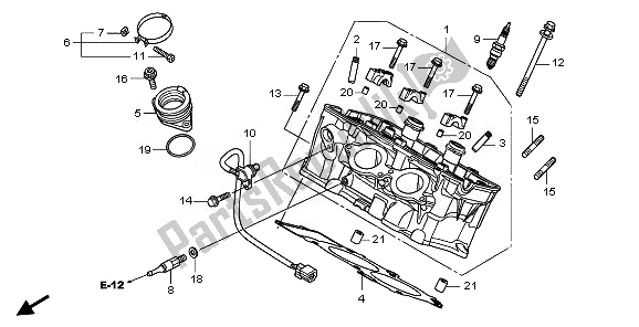 All parts for the Cylinder Head (rear) of the Honda VFR 1200 FA 2010