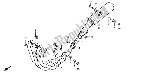 All parts for the Exhaust Muffler of the Honda CBR 600F 1991