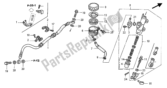 All parts for the Rear Brake Master Cylinder of the Honda CBR 900 RR 2001