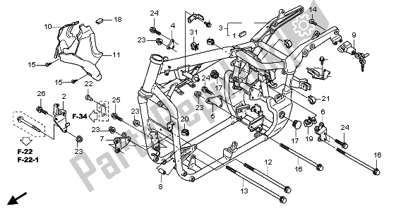 Alle onderdelen voor de Frame Lichaam van de Honda VT 750 CA 2009
