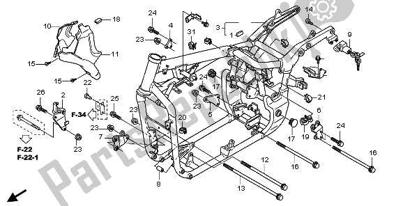 Alle onderdelen voor de Frame Lichaam van de Honda VT 750 CA 2009