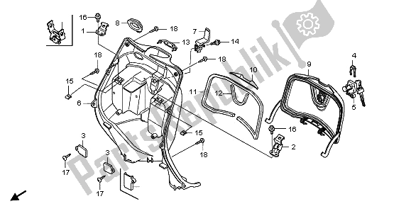 All parts for the Inner Box of the Honda NHX 110 WH 2009