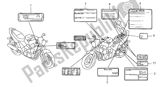 Todas las partes para Etiqueta De Precaución de Honda CB 500S 2000