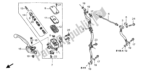 All parts for the Fr. Brake Master Cylinder of the Honda VFR 800 FI 1999