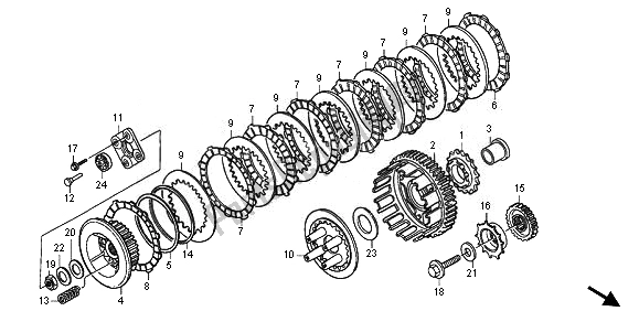 All parts for the Clutch of the Honda XL 700V Transalp 2011