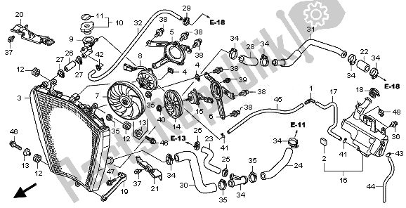 Alle onderdelen voor de Radiator van de Honda CBR 1000 RR 2010