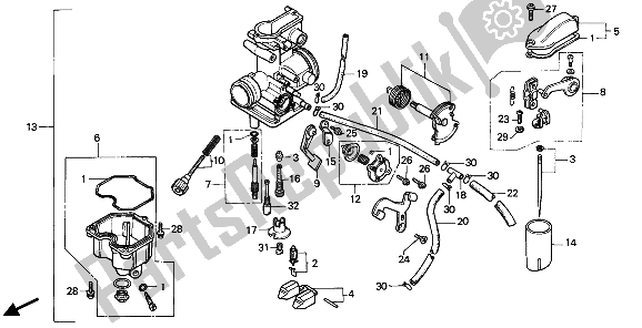 All parts for the Carburetor of the Honda XR 250R 1986