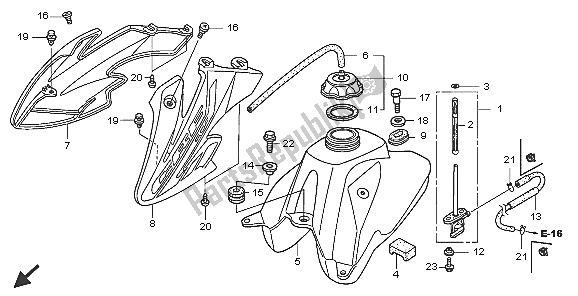 All parts for the Fuel Tank of the Honda CRF 50F 2005