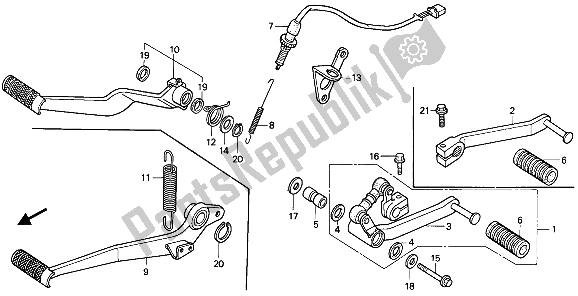 Alle onderdelen voor de Rempedaal & Verander Pedaal van de Honda CBR 1000F 1989