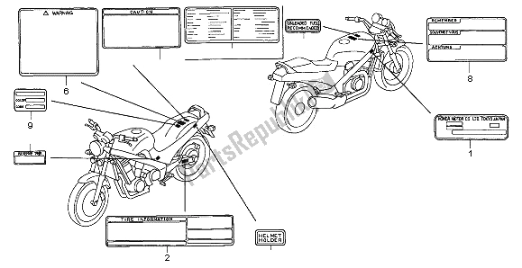 Todas las partes para Etiqueta De Precaución de Honda NTV 650 1997