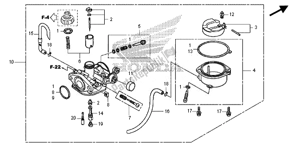 Todas as partes de Carburador do Honda CRF 110F 2014