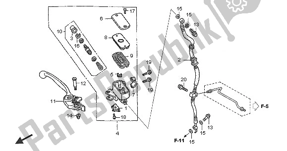 All parts for the Fr. Brake Master Cylinder of the Honda VFR 800 2005