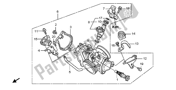 All parts for the Throttle Body of the Honda CRF 250R 2011
