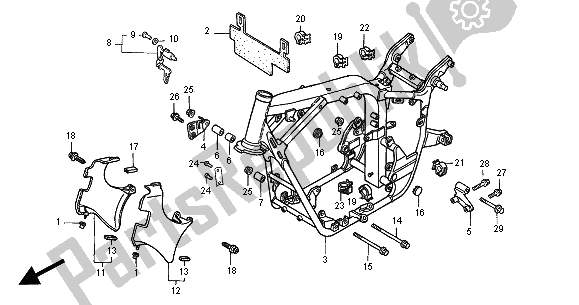 All parts for the Frame Body of the Honda VT 750C2 2000