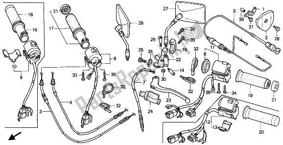 All parts for the Switch & Cable of the Honda VT 600 CM 1991