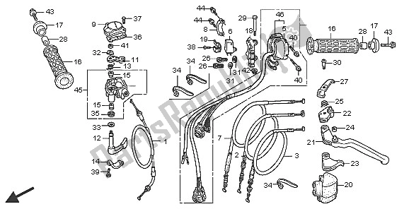 Todas las partes para Manejar Palanca E Interruptor Y Cable de Honda TRX 300 EX Fourtrax 2005