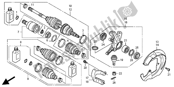 All parts for the Front Knuckle of the Honda TRX 500 FE Foretrax Foreman ES 2012