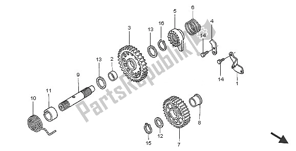 All parts for the Kick Starter Spindle of the Honda CRF 450X 2005