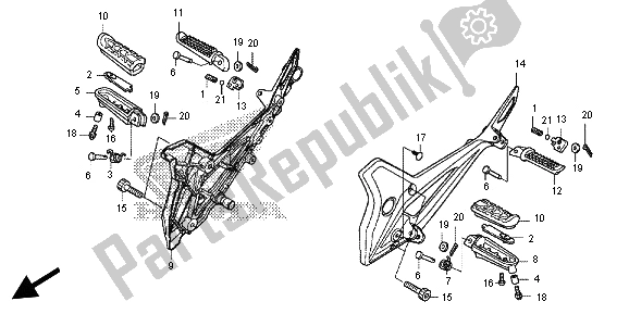 All parts for the Step of the Honda NC 700 SD 2012