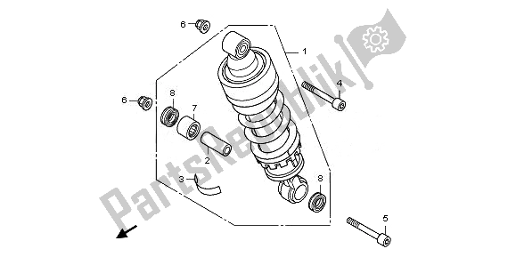 All parts for the Rear Cushion of the Honda CB 1000R 2011