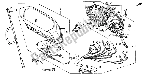 All parts for the Meter (kmh) of the Honda NX 650 1989