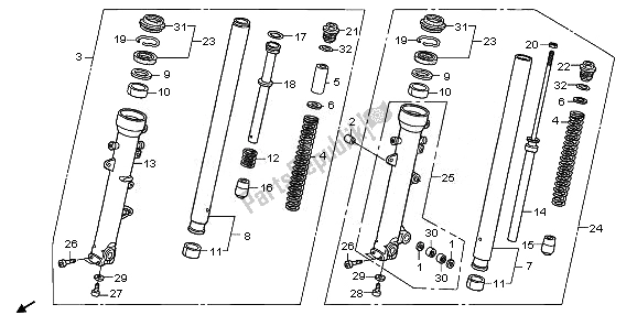 Alle onderdelen voor de Voorvork van de Honda XL 1000 VA 2010