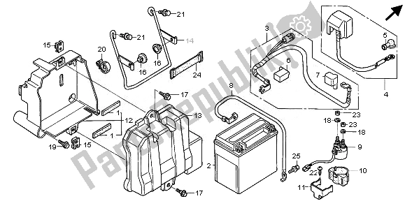 All parts for the Battery of the Honda TRX 680 FA Fourtrax Rincon 2008