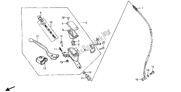 All parts for the Fr. Brake Master Cylinder of the Honda CR 80R 1987