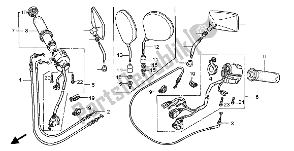 All parts for the Switch & Cable of the Honda GL 1500C 1997