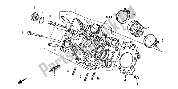 All parts for the Cylinder Head of the Honda NC 700X 2013