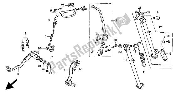 Toutes les pièces pour le Pédale Et Coup De Pied De Démarreur du Honda XR 600R 1994