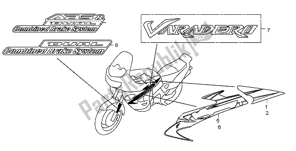 Wszystkie części do Znak I Pasek Honda XL 1000V 2009