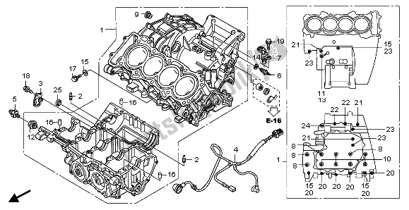 All parts for the Crankcase of the Honda CB 600 FA Hornet 2007