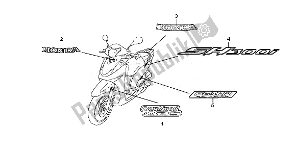 Wszystkie części do Znak Honda SH 300A 2011