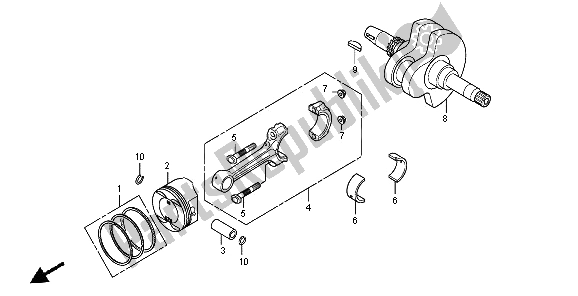 All parts for the Crankshaft & Piston of the Honda SH 300R 2008