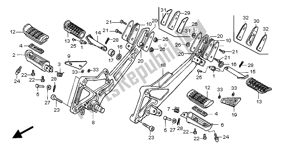 Todas as partes de Passo do Honda CB 600F Hornet 2005