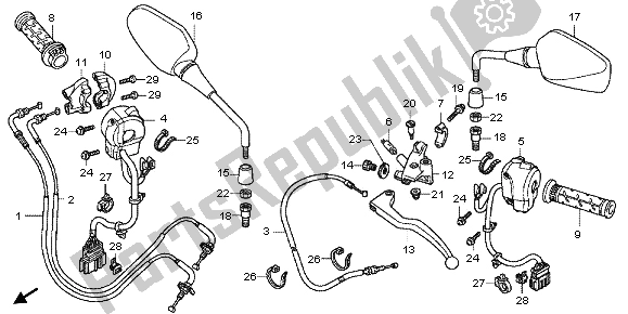 All parts for the Handle Lever & Switch & Cable of the Honda NC 700 XA 2013