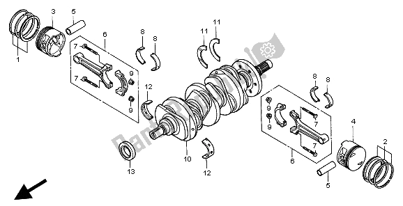 All parts for the Crankshaft & Piston of the Honda GL 1500C 1998