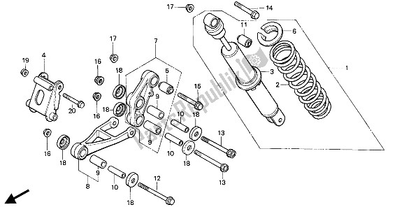 All parts for the Rear Cushion of the Honda NSR 50S 1994