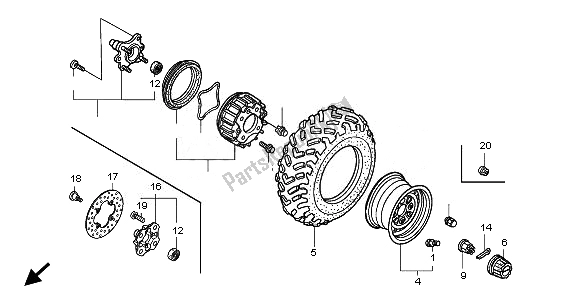 Tutte le parti per il Ruota Anteriore del Honda TRX 500 FA Fourtrax Foreman Rubicon 2008