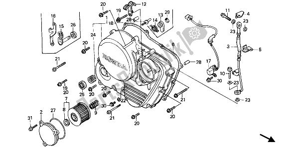 Wszystkie części do Prawa Os? Ona Skrzyni Korbowej Honda XBR 500 1985