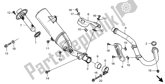 All parts for the Exhaust Muffler of the Honda CRF 250X 2009