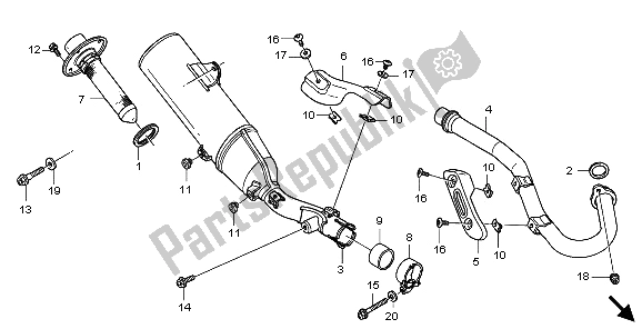 All parts for the Exhaust Muffler of the Honda CRF 250X 2009