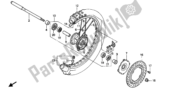 Todas las partes para Rueda Delantera de Honda CR 500R 2 1992