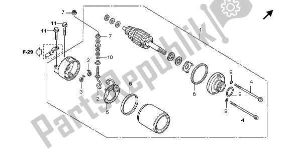 All parts for the Starting Motor of the Honda CB 1000 RA 2011